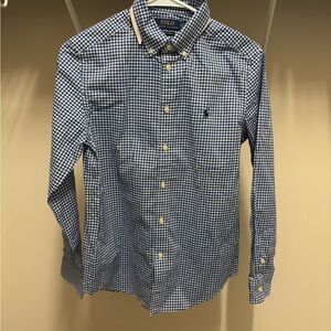 Ralph Lauren Navy and White Checkered Men's Shirt